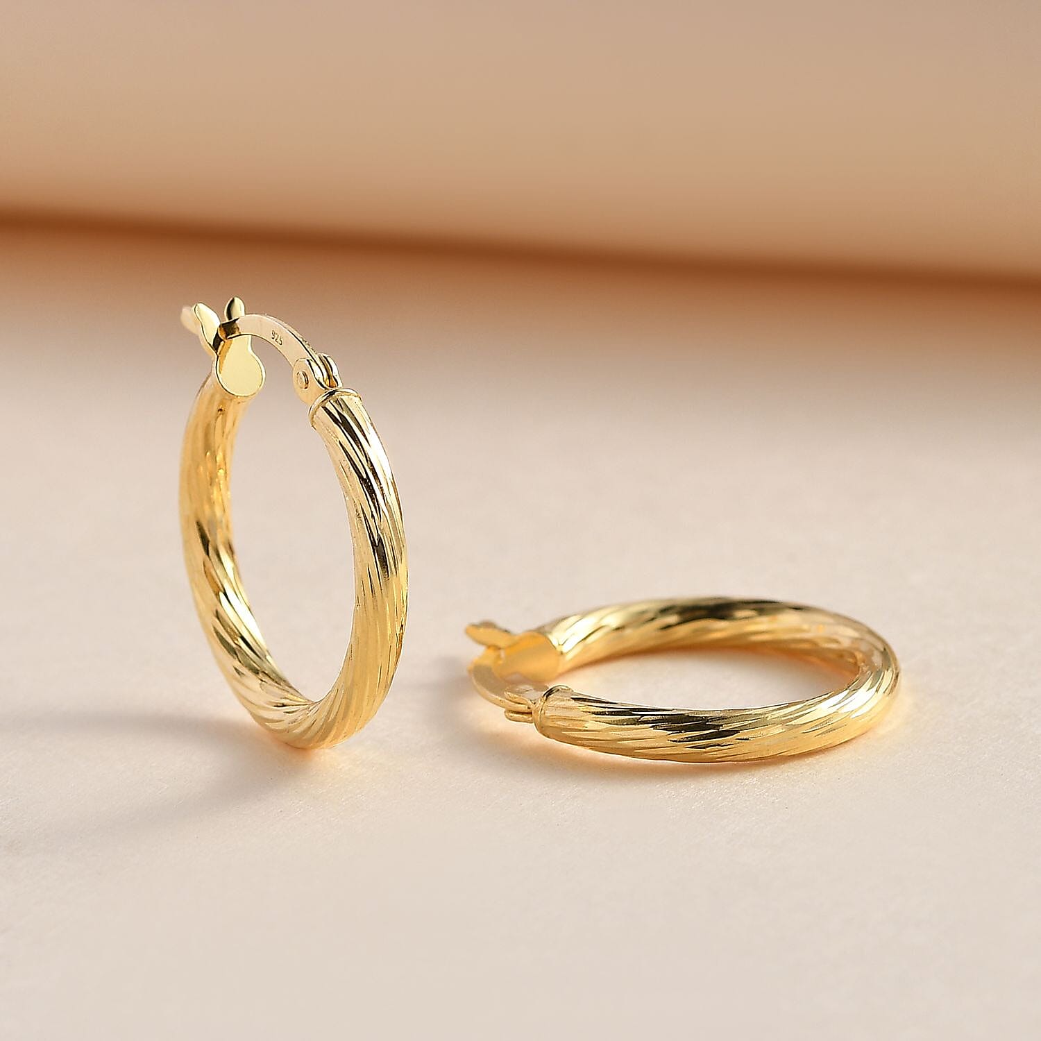 Italian Close Out Deal - Yellow Gold Overlay Sterling Silver Twist Hoop Earrings