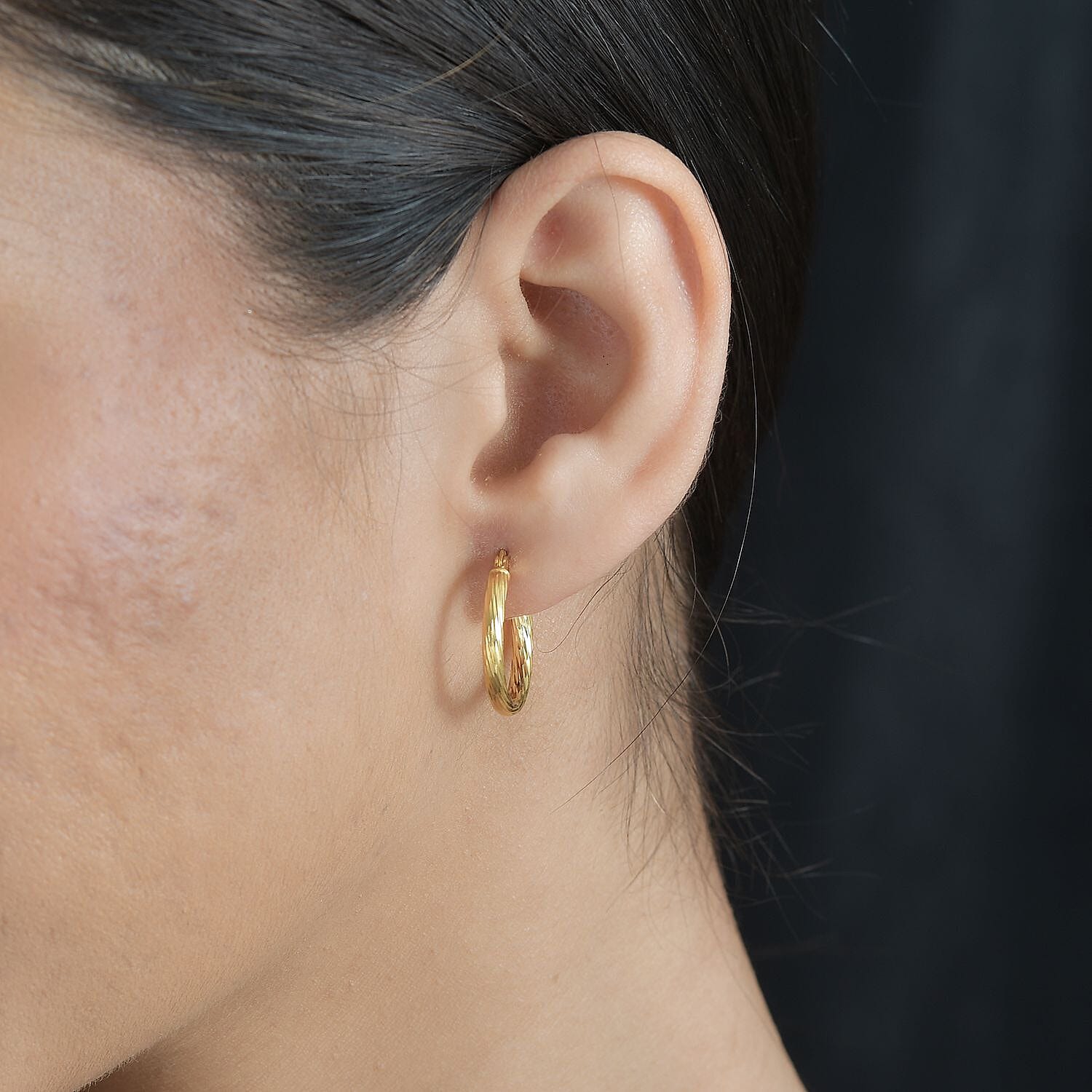 Italian Close Out Deal - Yellow Gold Overlay Sterling Silver Twist Hoop Earrings