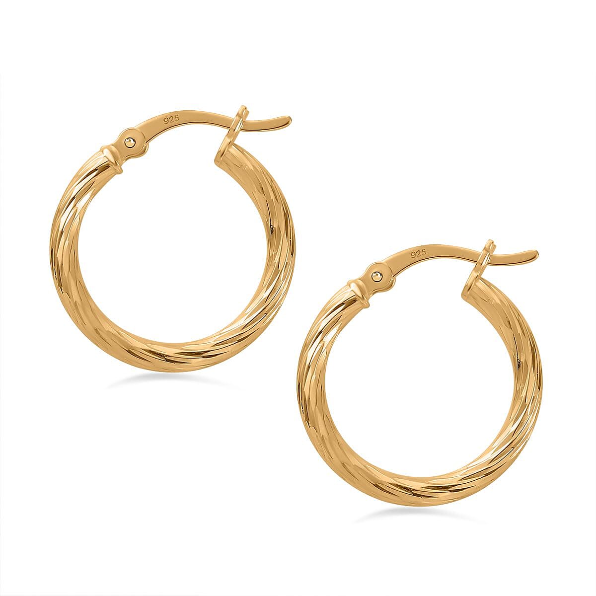 Italian Close Out Deal - Yellow Gold Overlay Sterling Silver Twist Hoop Earrings