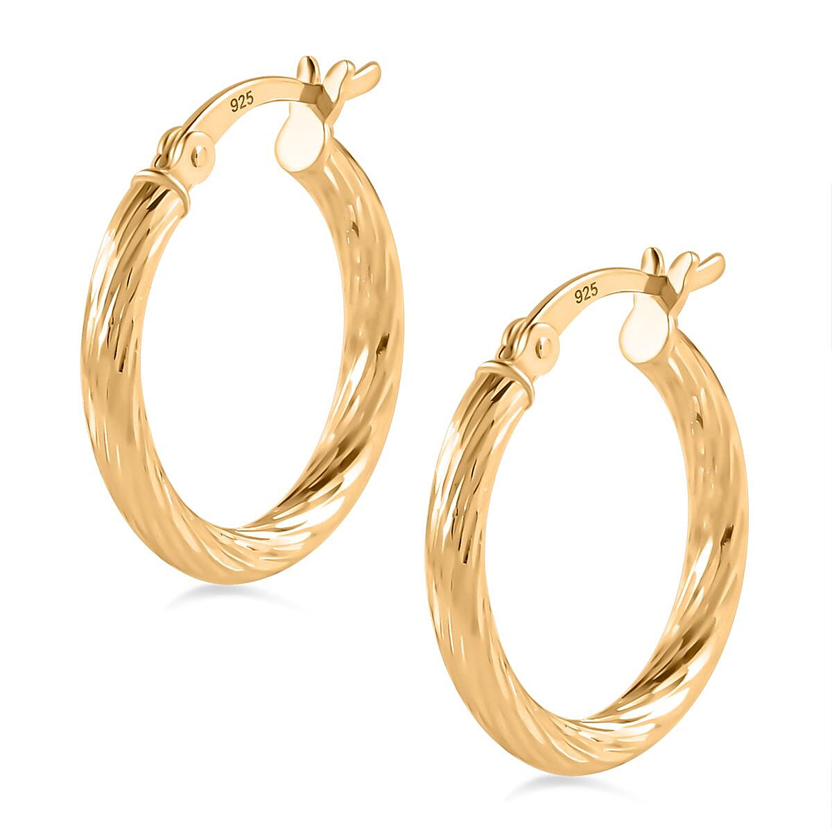 Italian Close Out Deal - Yellow Gold Overlay Sterling Silver Twist Hoop Earrings