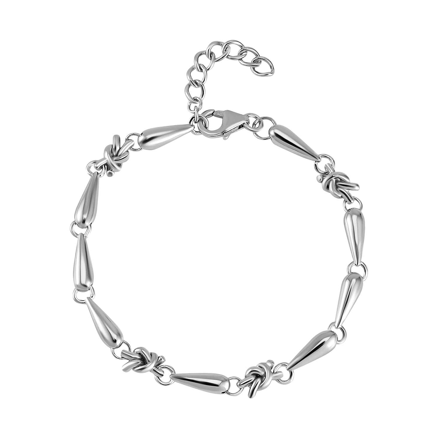 Lucy Q Knot Collection - Rhodium Overlay Sterling Silver Adjustable Bracelet (Size 7 with Ext.)