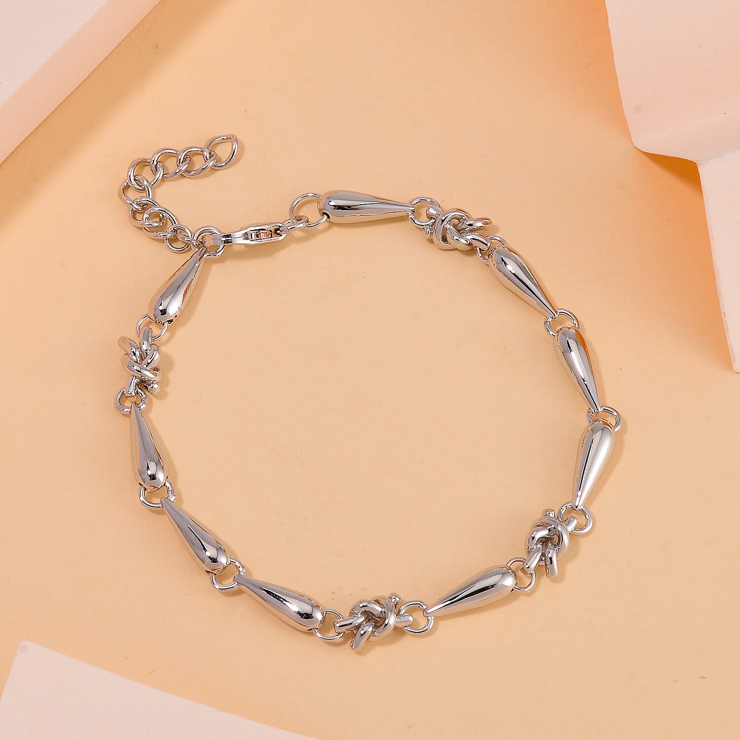 Lucy Q Knot Collection - Rhodium Overlay Sterling Silver Adjustable Bracelet (Size 7 with Ext.)