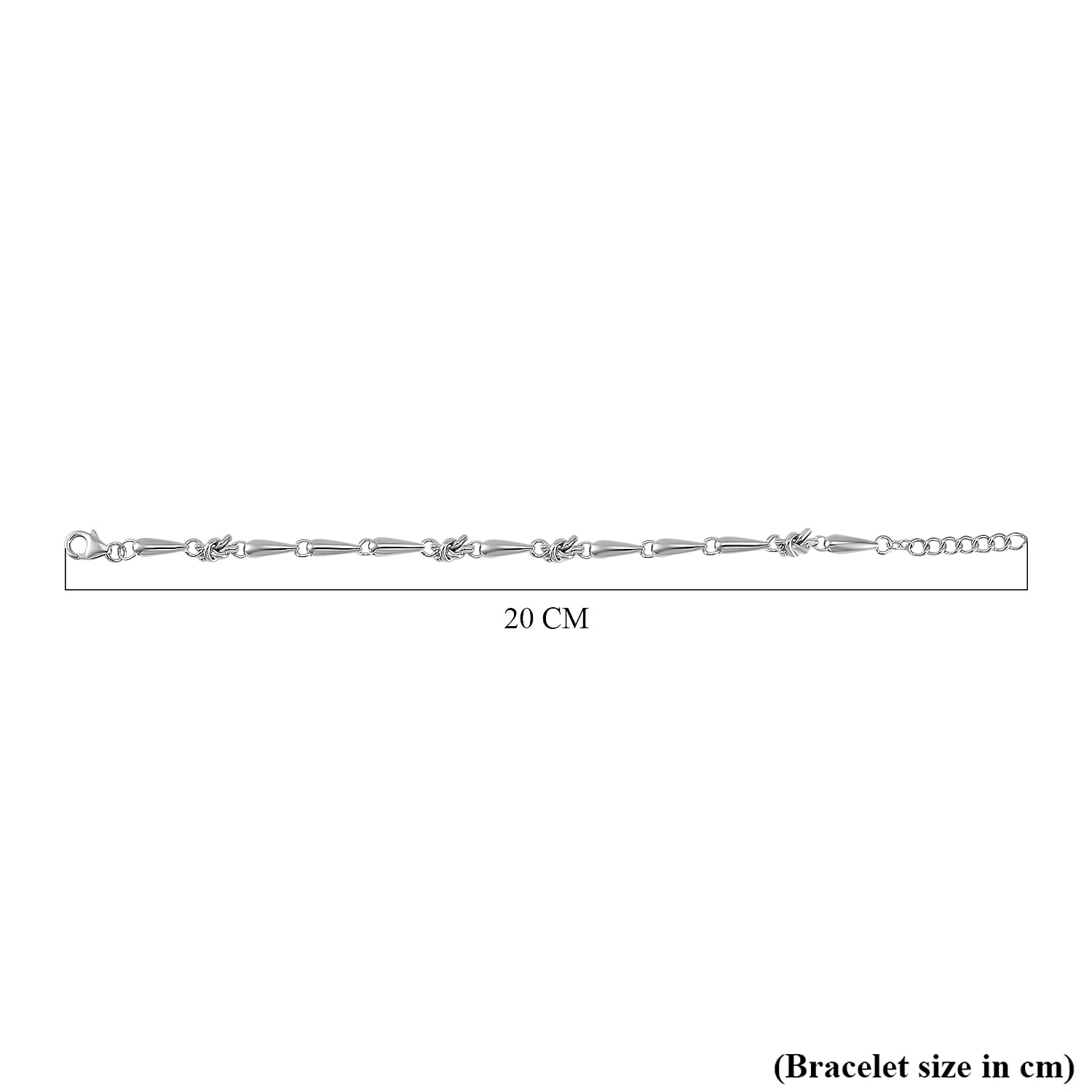 Lucy Q Knot Collection - Rhodium Overlay Sterling Silver Adjustable Bracelet (Size 7 with Ext.)