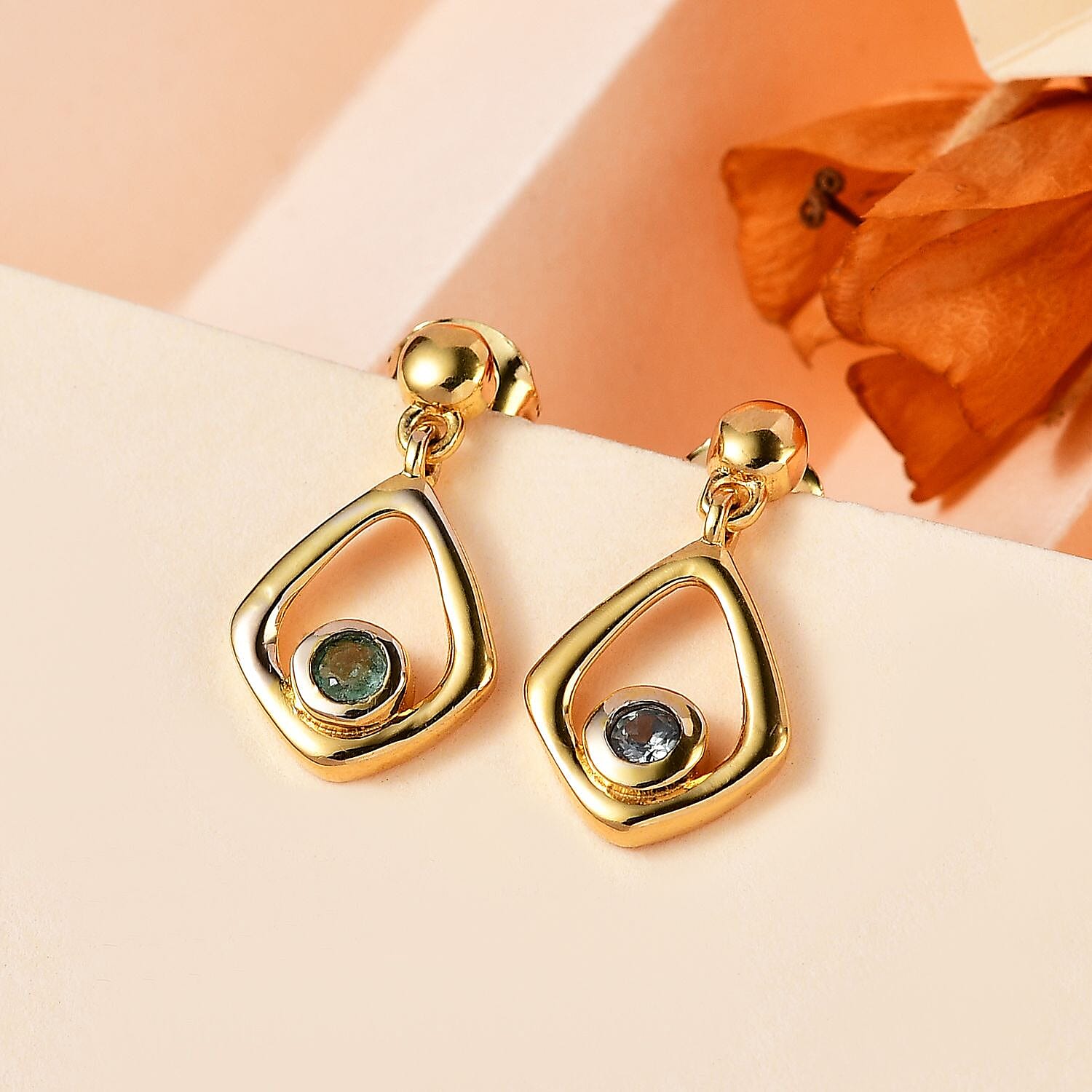 AAA Gemfields Emerald Dangle Earrings in 18K Gold Vermeil Sterling Silver