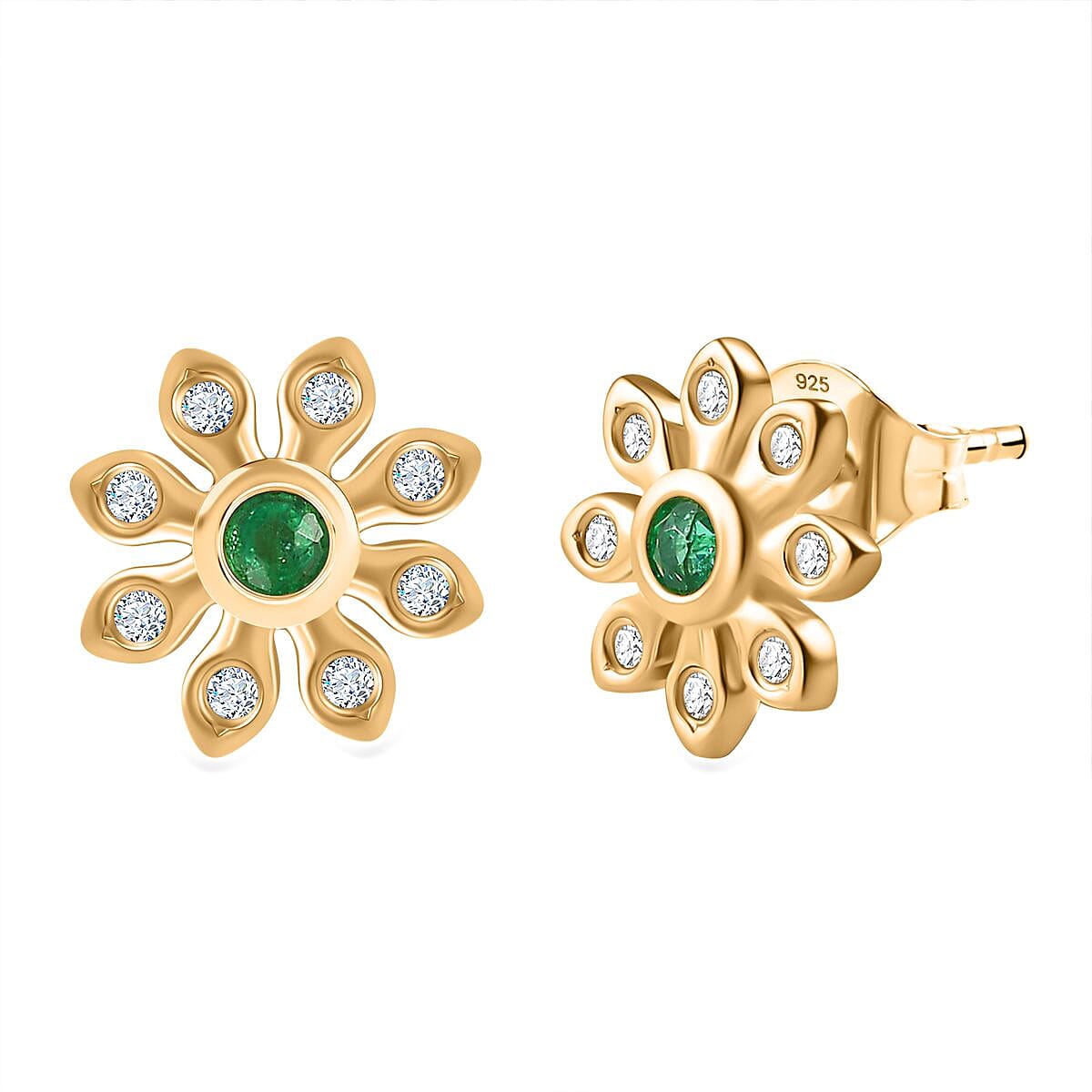 Gem Treasures Choice of Precious Gem & Zircon Flower Stud Earrings main image 0