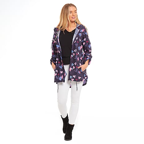 EMMA Hearts Pattern Raincoat (Size XXL) - Navy
