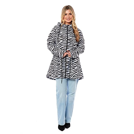 EMMA Zebra Pattern Rain Jacket (Size M) - Black & White
