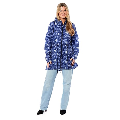 EMMA Scribble Hearts Pattern Raincoat (Size M) - Blue