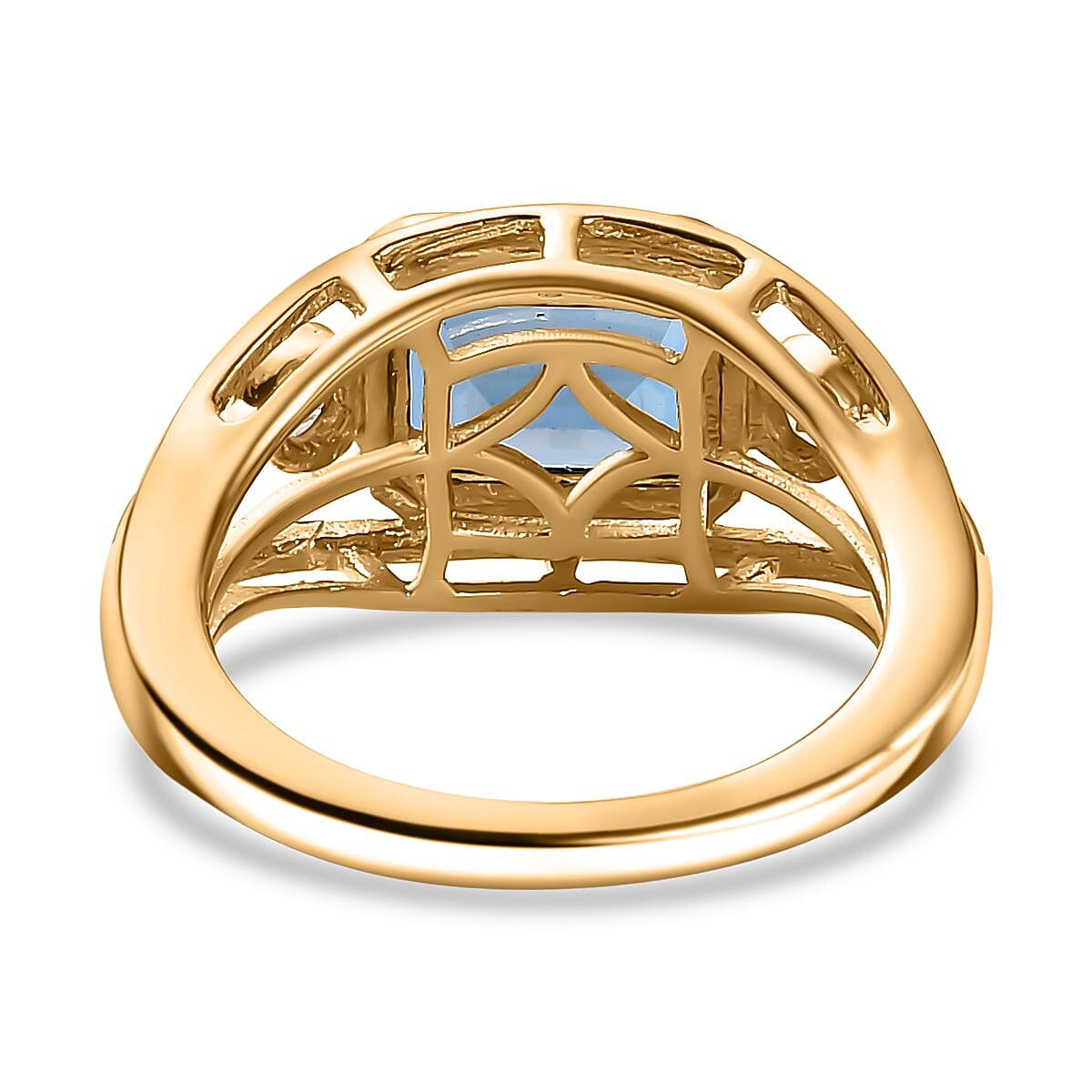 London Blue Topaz ,  White Zircon  Ring in Vermeil YG Sterling Silver 3.051  Ct.