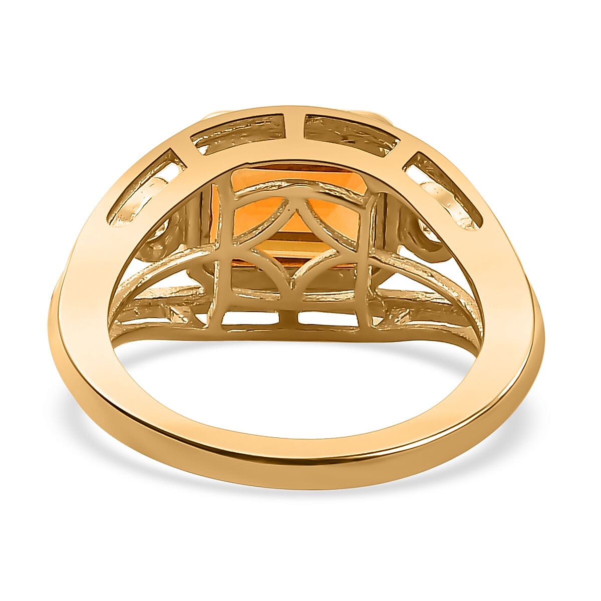 Designer Inspired Madeira Citrine and Zircon Ring in 18k Gold Vermeil Sterling Silver 2.45 Ct