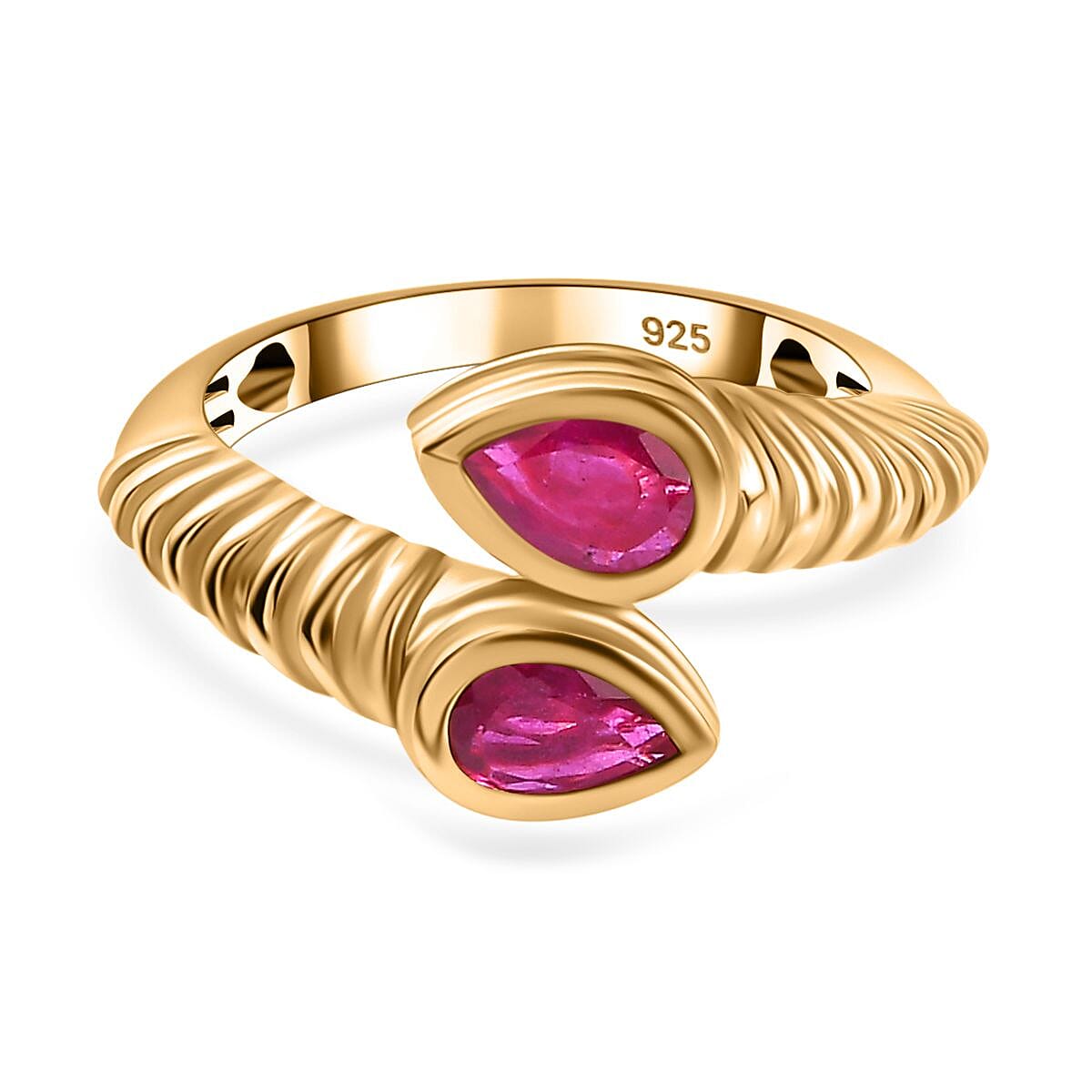 Ruby Bypass Ring in 18K Vermeil YG Plated Sterling Silver 1.17 Ct