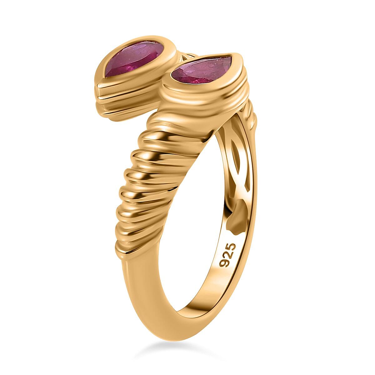 Ruby Bypass Ring in 18K Vermeil YG Plated Sterling Silver 1.17 Ct