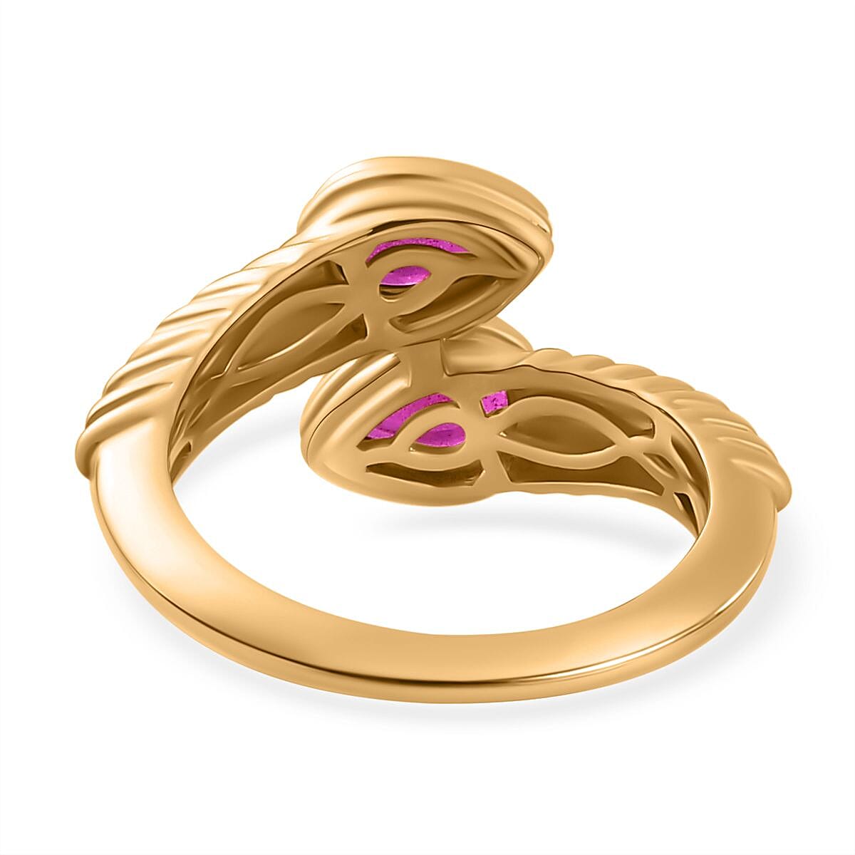 Ruby Bypass Ring in 18K Vermeil YG Plated Sterling Silver 1.17 Ct