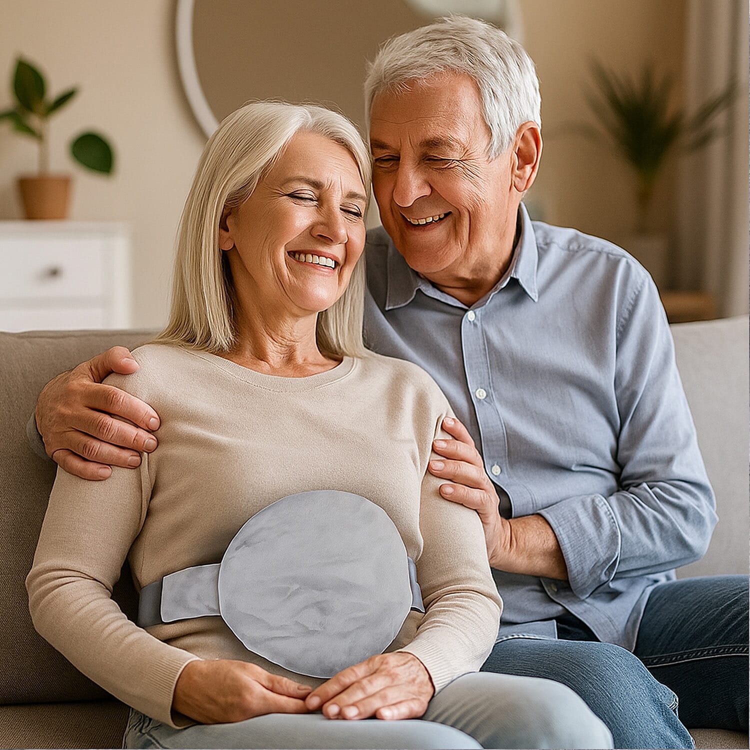 Microwavable and Freezable Himalayan Salt Belly Wrap - Light Grey