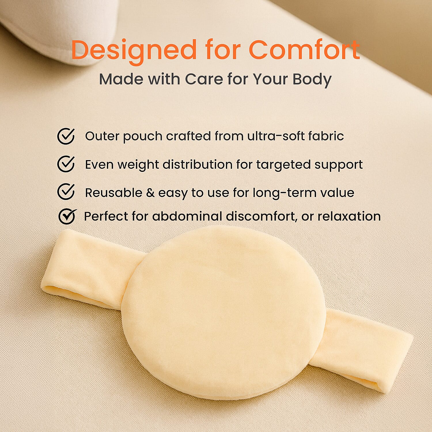 Microwavable and Freezable Himalayan Salt Belly Wrap - White Cream