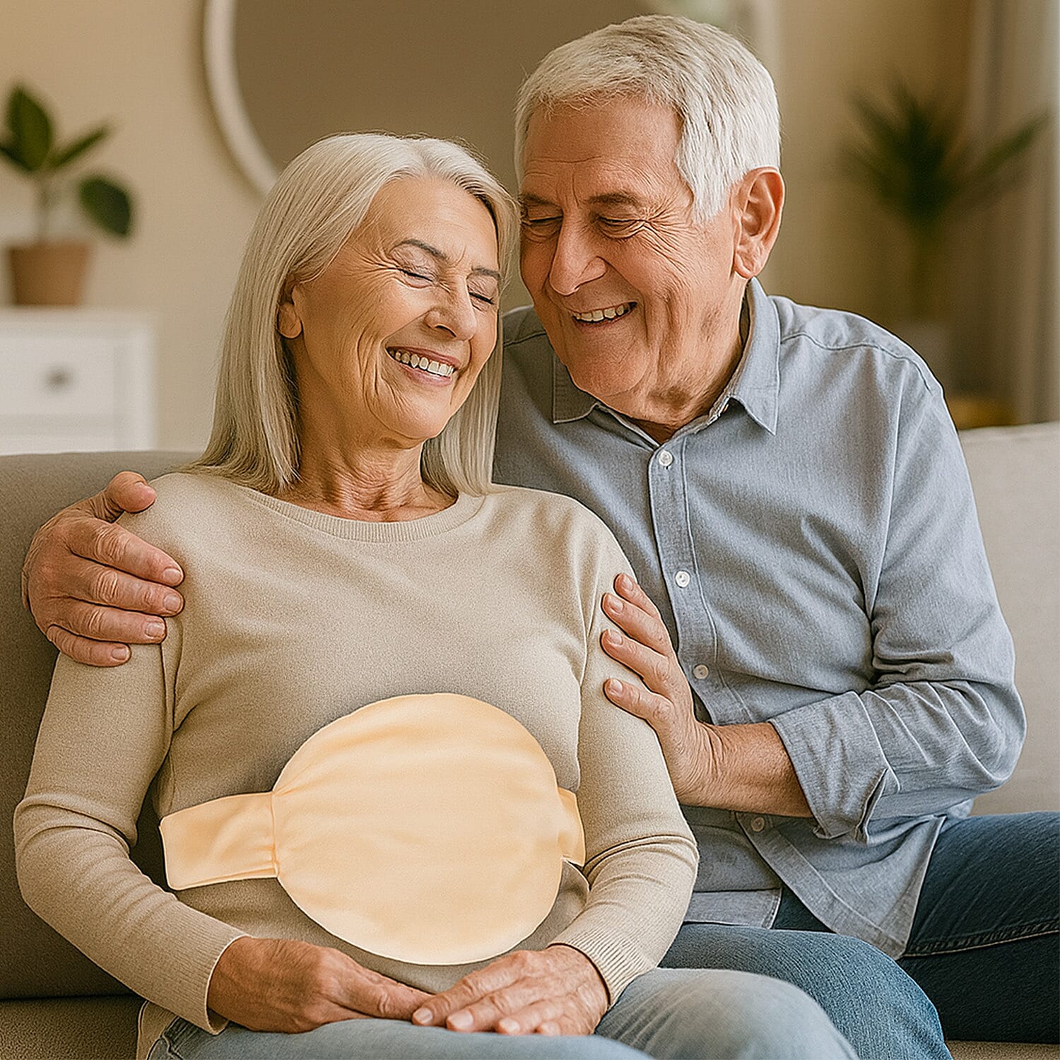 Microwavable and Freezable Himalayan Salt Belly Wrap - White Cream