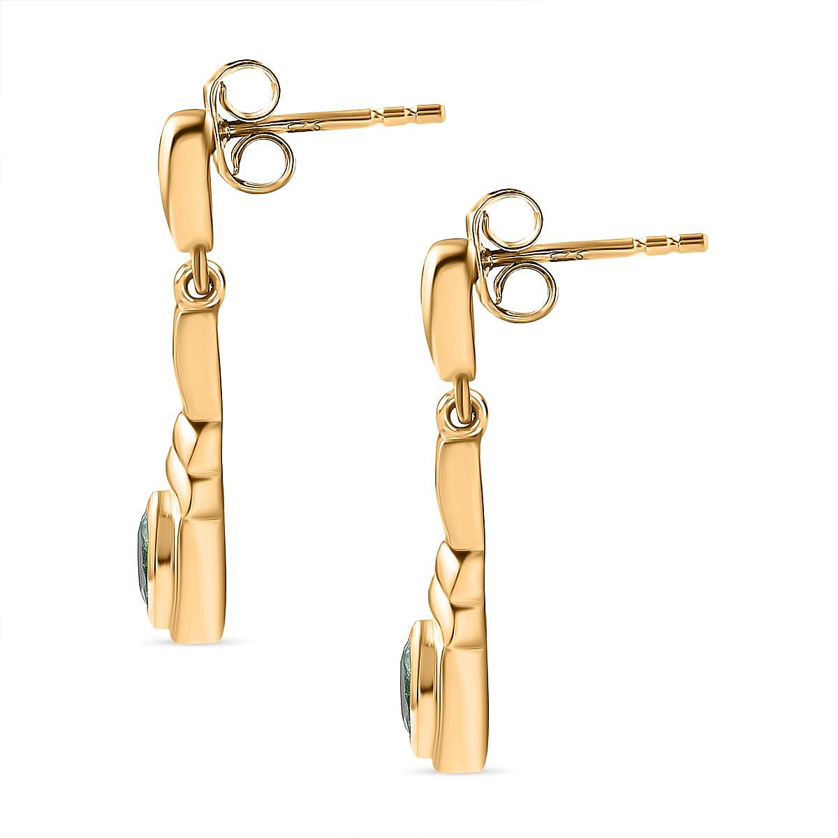 AAA Gemfields Emerald & Natural Zircon Dangle Earrings in 18K Gold Vermeil Sterling Silver