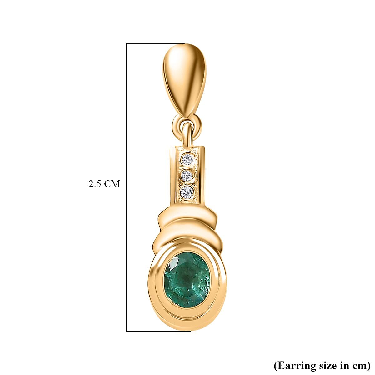 AAA Gemfields Emerald & Natural Zircon Dangle Earrings in 18K Gold Vermeil Sterling Silver