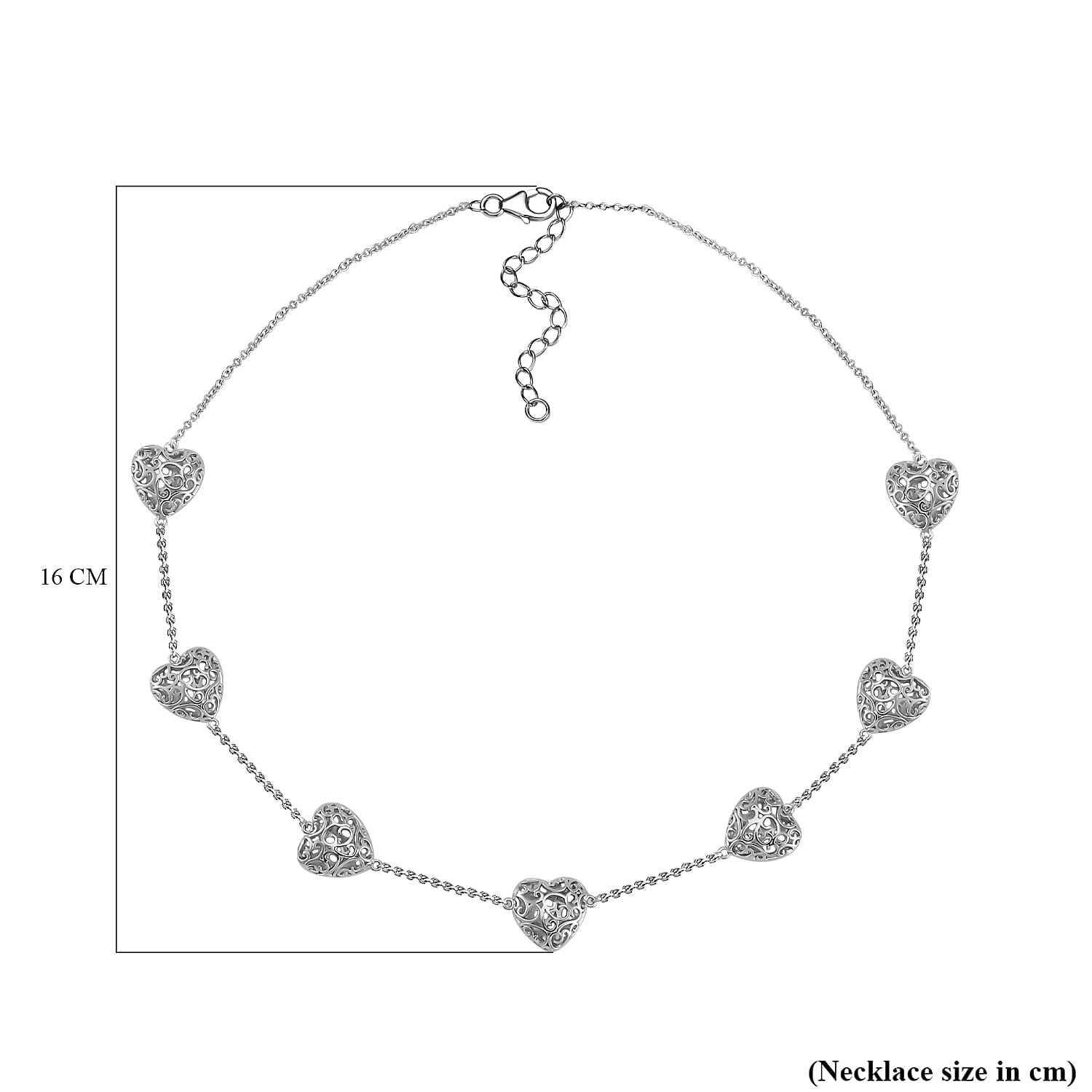 Lucy Q Amore Heart Collection - Rhodium Overlay Sterling Silver Adjustable Necklace (Size 18-2)