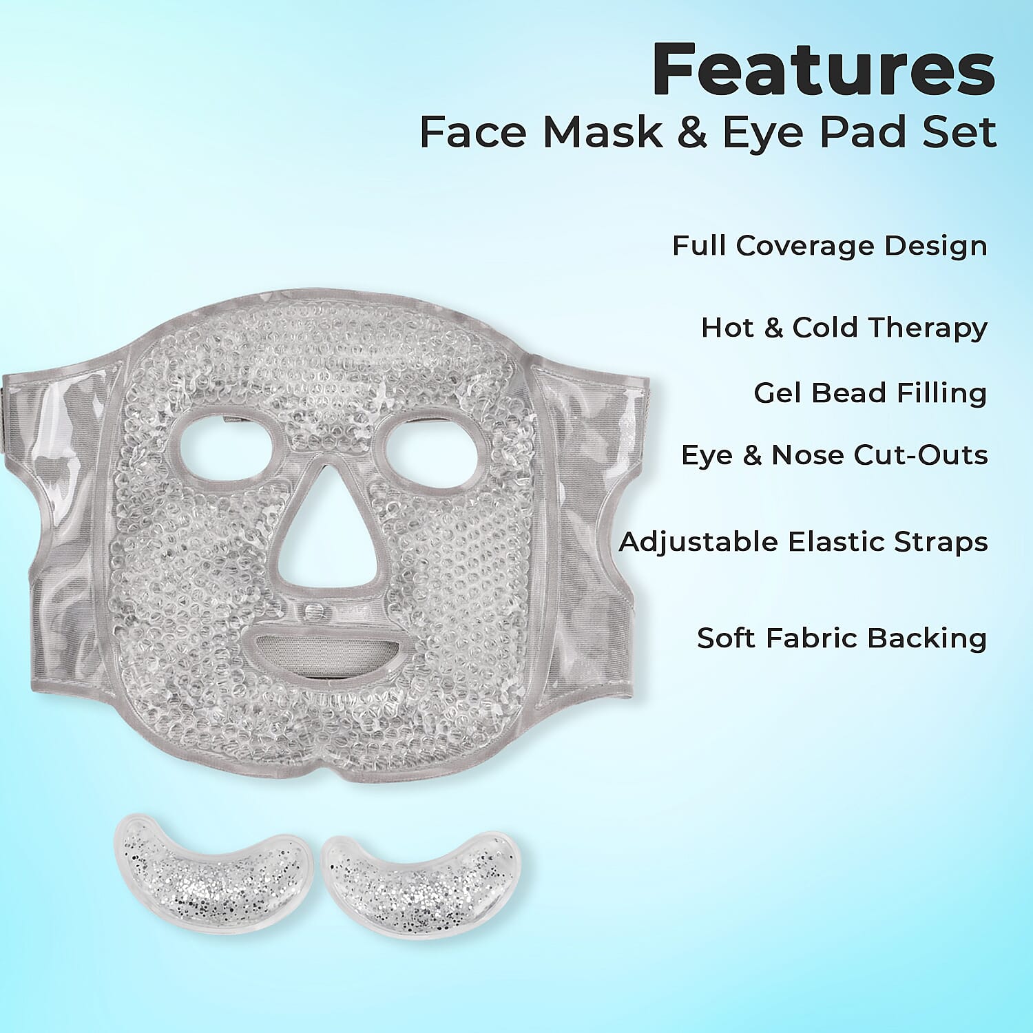 Hot and Cold Therapy Full Coverage Face Mask and Eye Pad Set