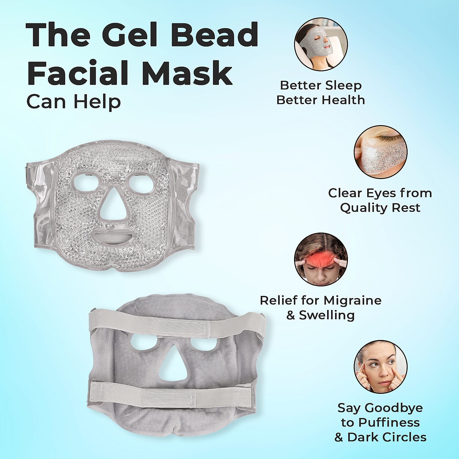 Hot and Cold Therapy Full Coverage Face Mask and Eye Pad Set