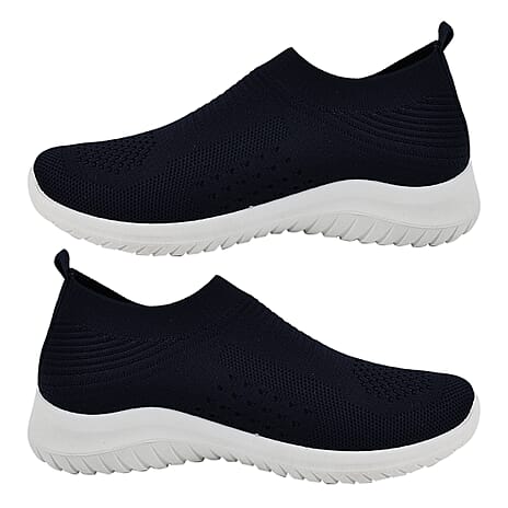 Ladies Elasticated Campari Slip On Pump (Size 7) - Navy