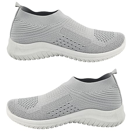 Ladies Elasticated Campari Slip On Pump (Size 7) - Grey