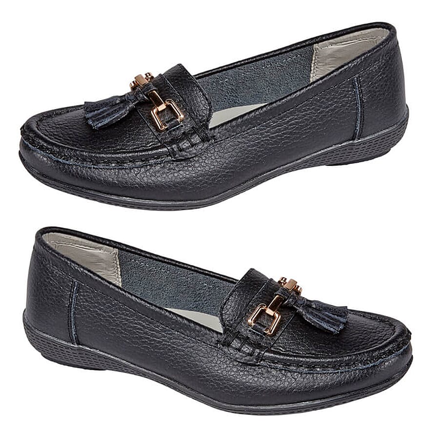 Womens Slip on Casual Leather Loafer with Tassle