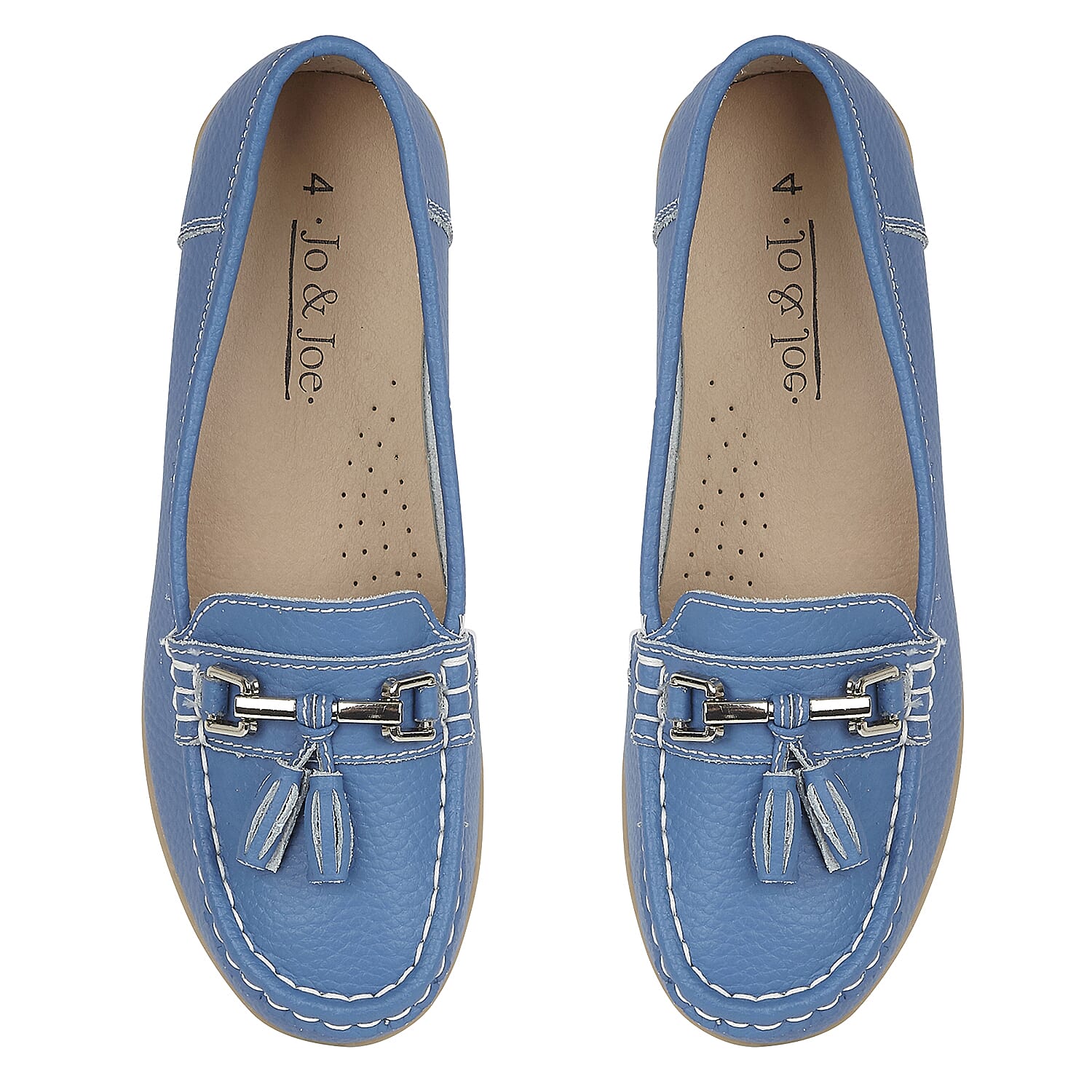 Jo & Joe Nautical Womens Slip on Casual Leather Loafer with Tassel (Size 4) - Blue