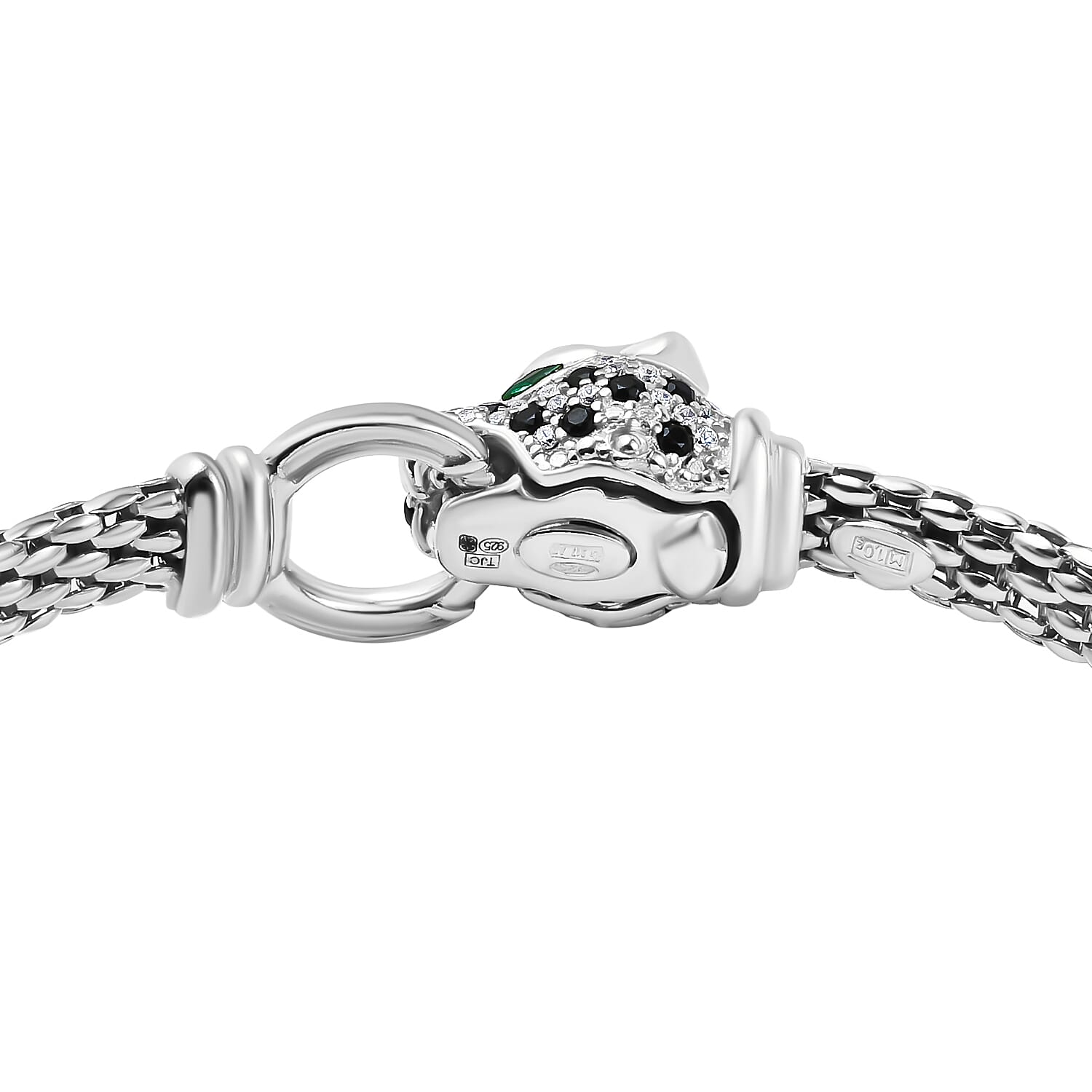 Designer Inspired - Panther Head Bangle in Sterling Silver