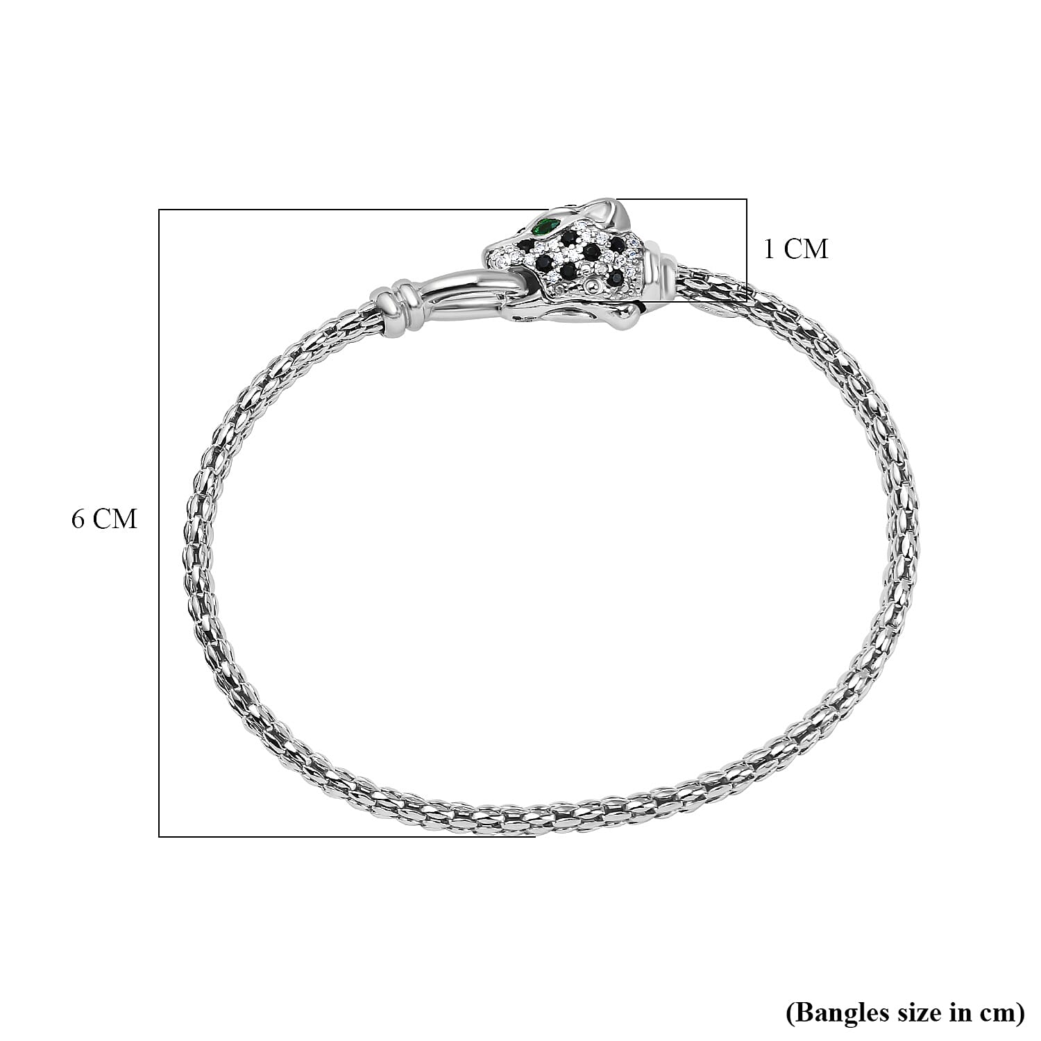 Designer Inspired - Panther Head Bangle in Sterling Silver