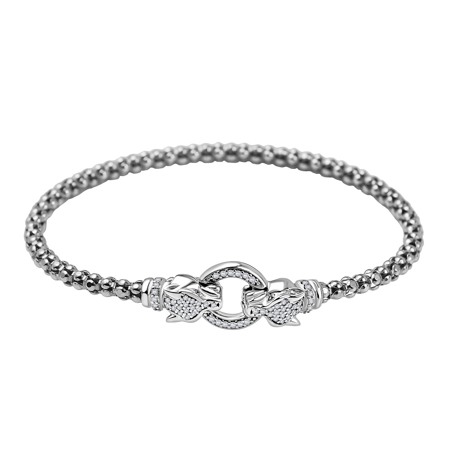 Designer Inspired -  Dragon Head Bangle in Sterling Silver (Size 7.5)