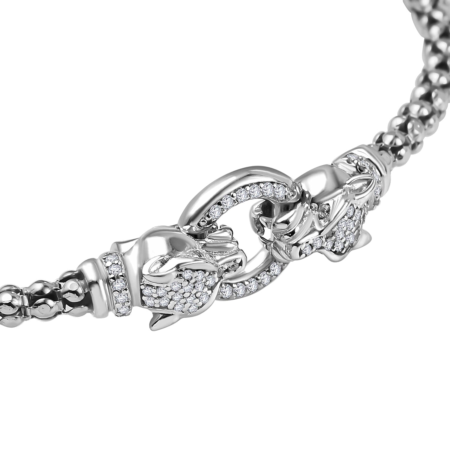 Designer Inspired -  Dragon Head Bangle in Sterling Silver (Size 7.5)