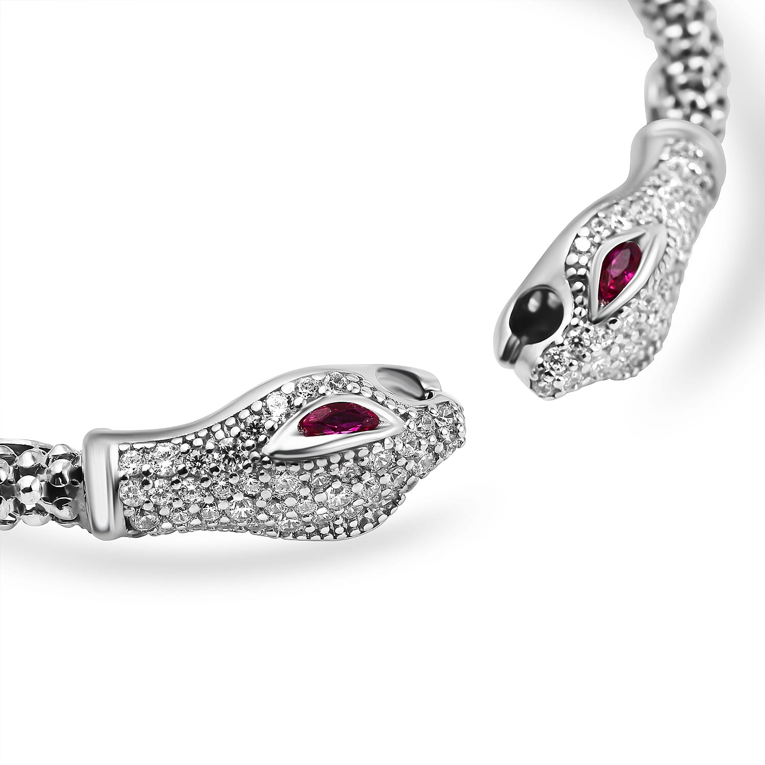 Designer Inspired - Double Python Head Popcorn Bangle in Sterling Silver