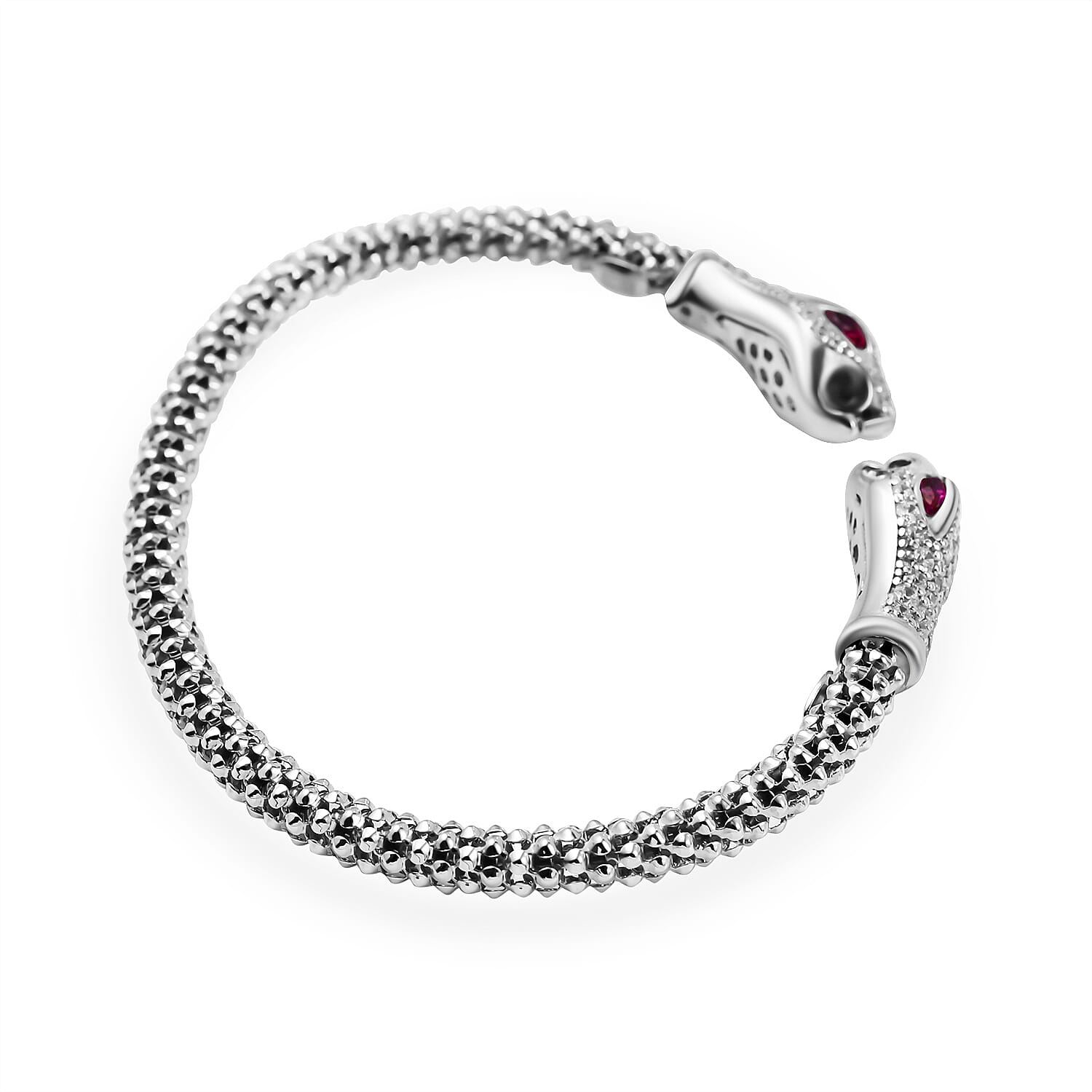 Designer Inspired - Double Python Head Popcorn Bangle in Sterling Silver