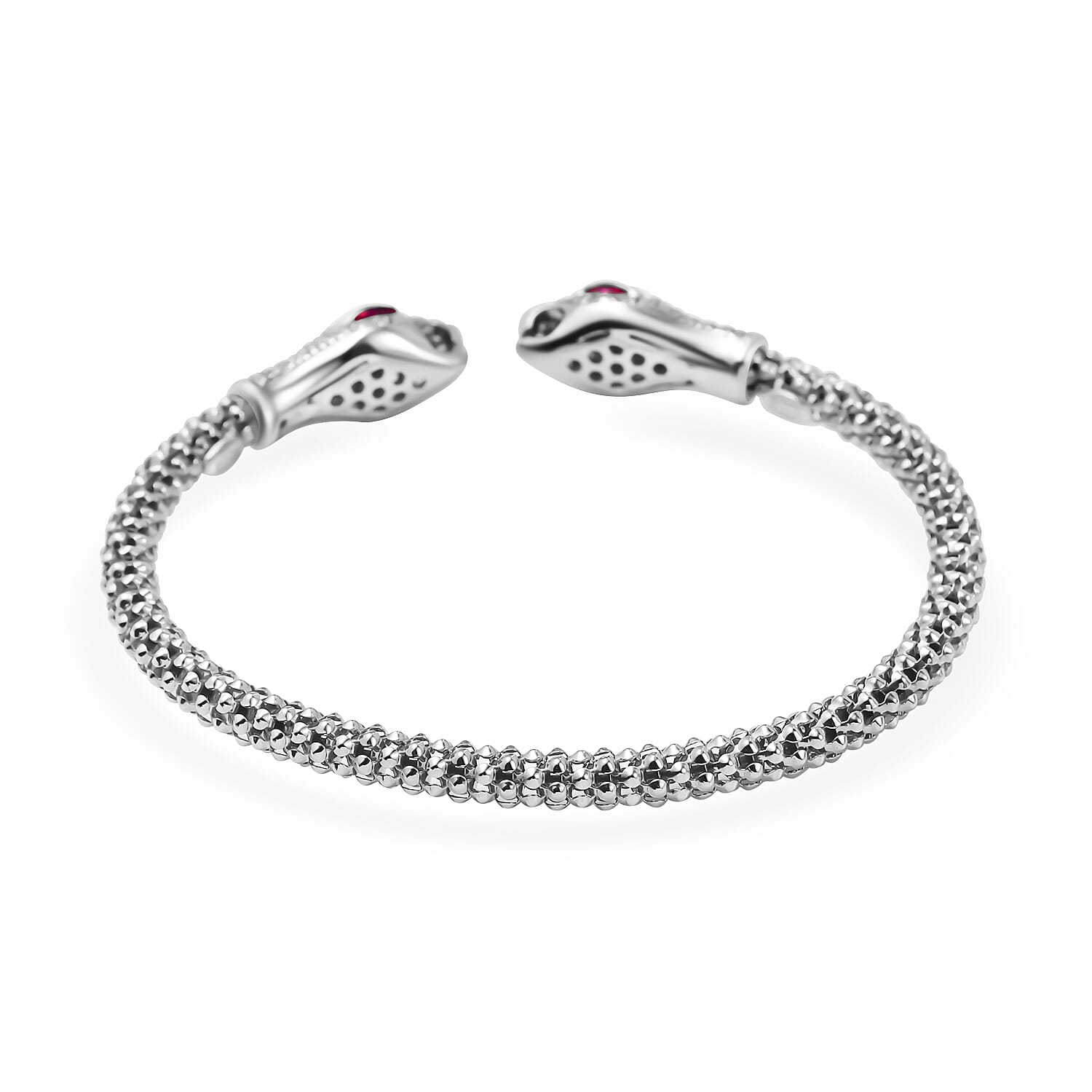 Designer Inspired - Double Python Head Popcorn Bangle in Sterling Silver