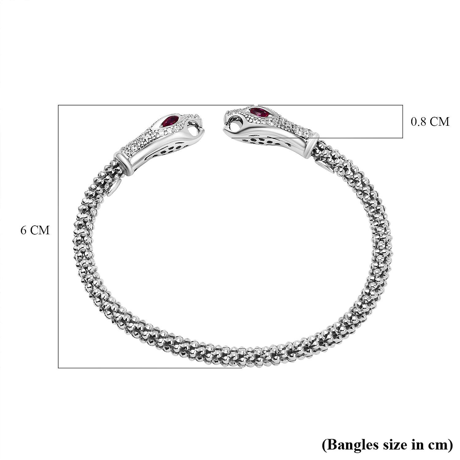 Designer Inspired - Double Python Head Popcorn Bangle in Sterling Silver