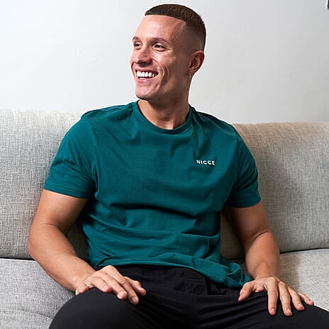 Set of 5 NICCE 100% Cotton Tee (Size S) - Teal, Black, Grey, Green - Cobalt