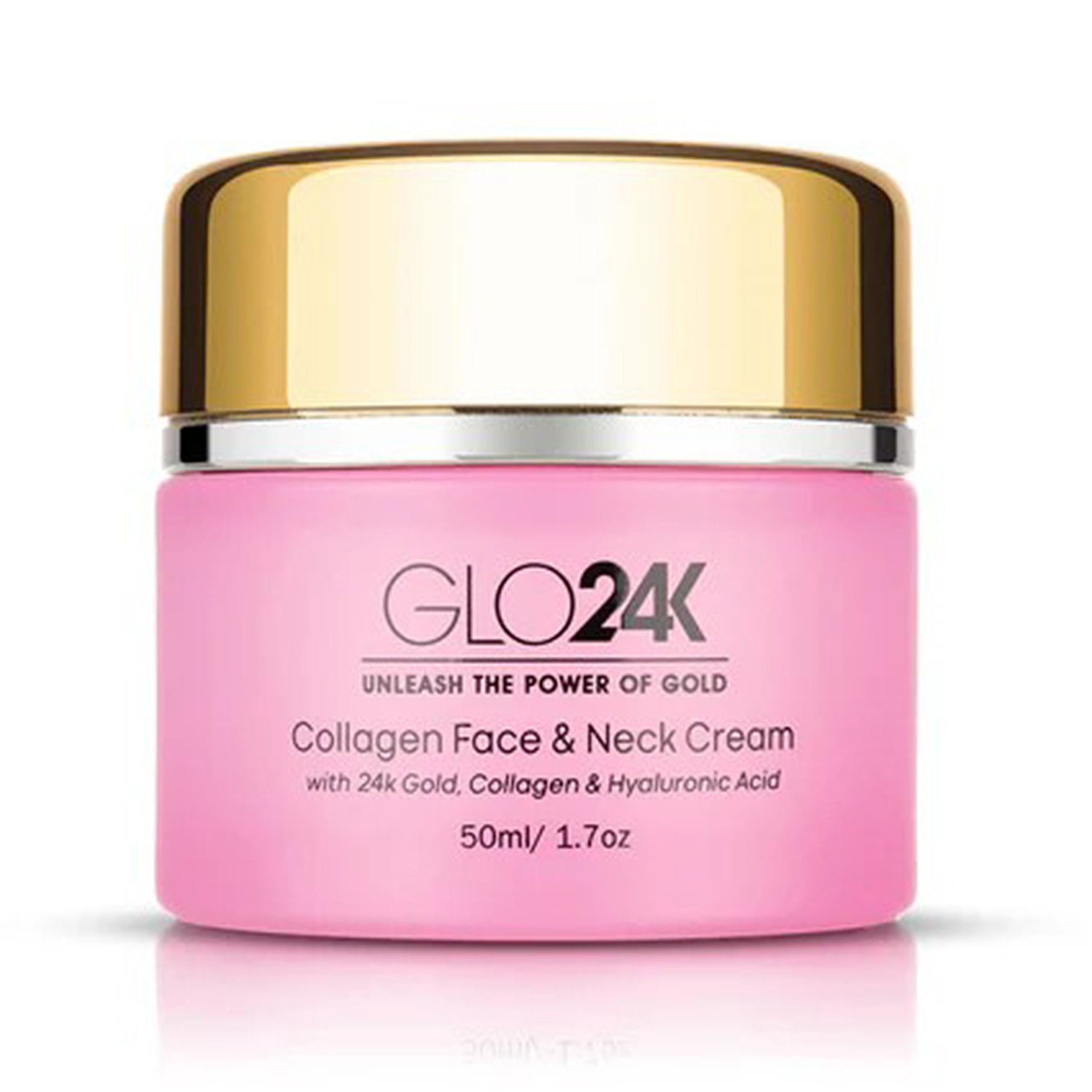 GLO24K Collagen Face & Neck Cream - 50ml With 24k Gold, Collagen & Hyaluronic Acid