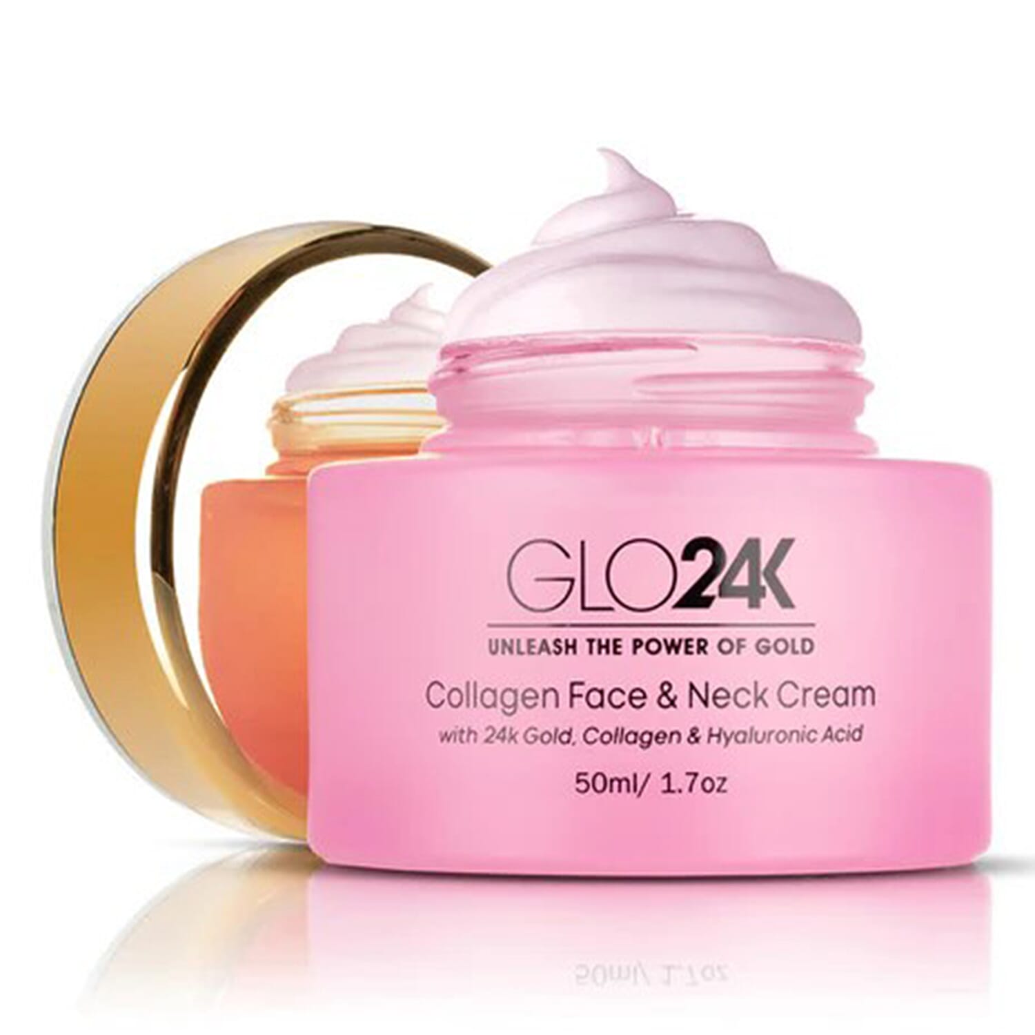 GLO24K Collagen Face & Neck Cream - 50ml With 24k Gold, Collagen & Hyaluronic Acid