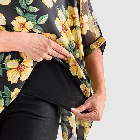 NICOLE Chiffon Print Top (One Size) - Black