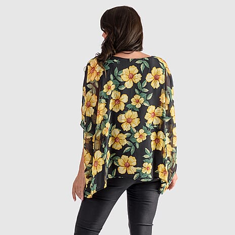 NICOLE Chiffon Print Top (One Size) - Black
