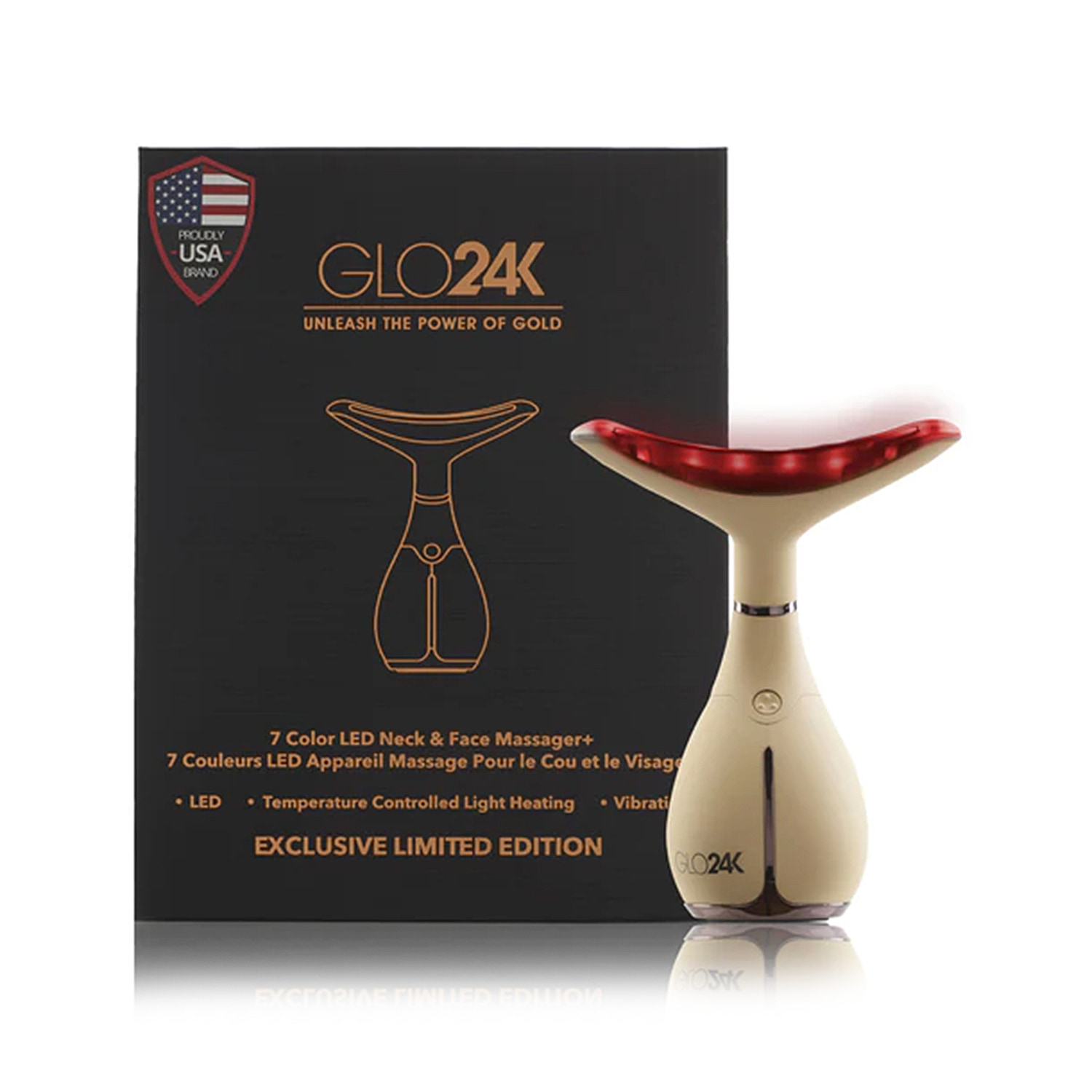 Limited Edition - GLO24k 7 Color LED Neck and Face Beauty Device - Lifetime Warranty