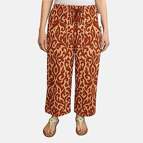 Ikat Print Relaxed Fit Trousers (Size M) - Red