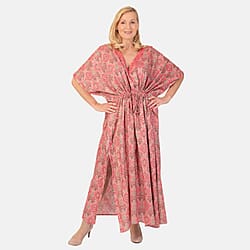 Bohemian Ikat Print Kaftan Dress - Green