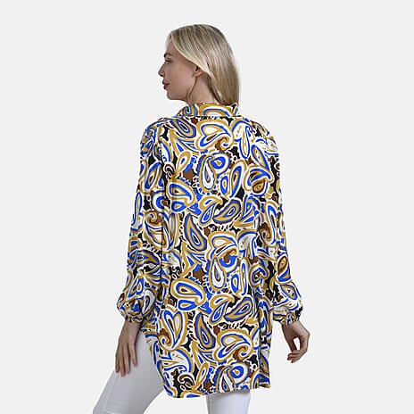 La Marey Elegant Long Sleeve V-Neck Shirt (Size - S-M) - Multicolor