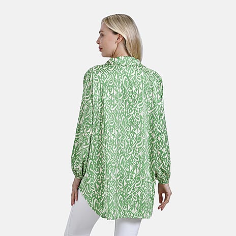 La Marey Elegant Long Sleeve V-Neck Shirt  (Size - L-XL) - Green