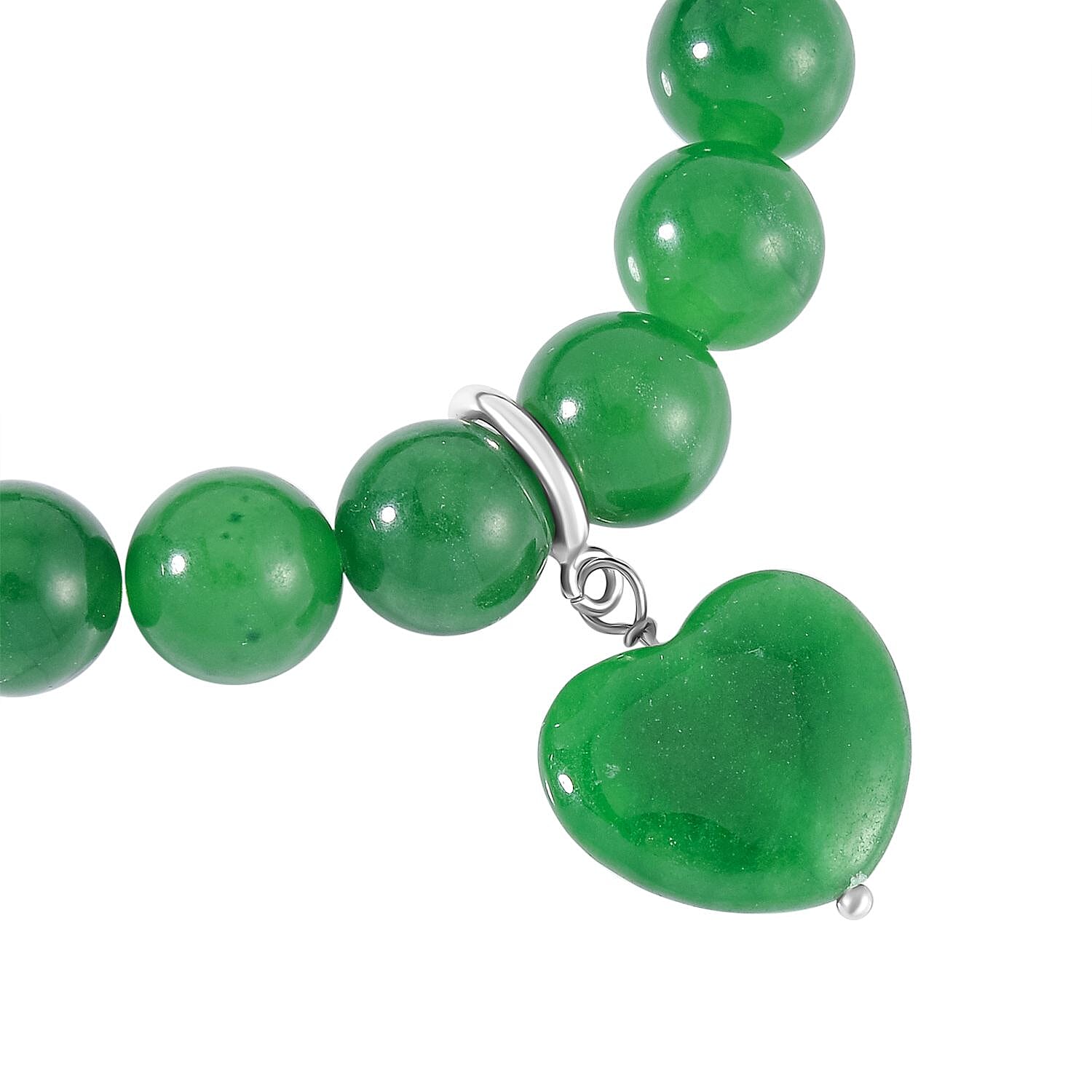 Hand Carved Green Jadeite Jade Bracelet in Rhodium Overlay Sterling Silver 190.00 Ct.