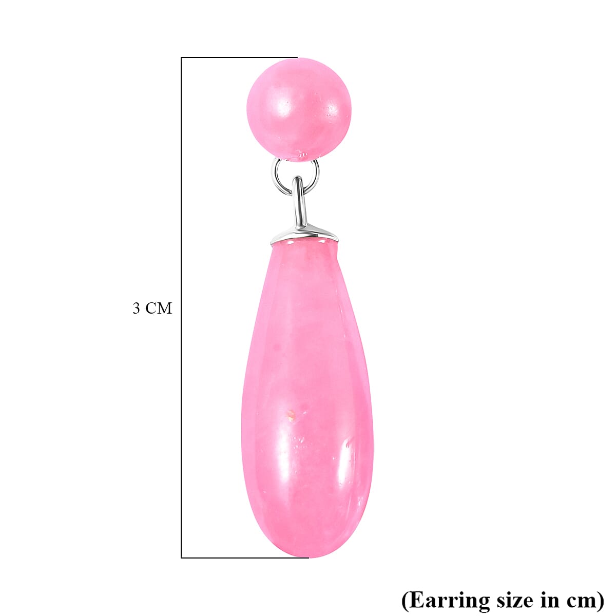 Pink Jade  Earring in Rhodium Overlay Sterling Silver 26.00 ct  26.000  Ct.