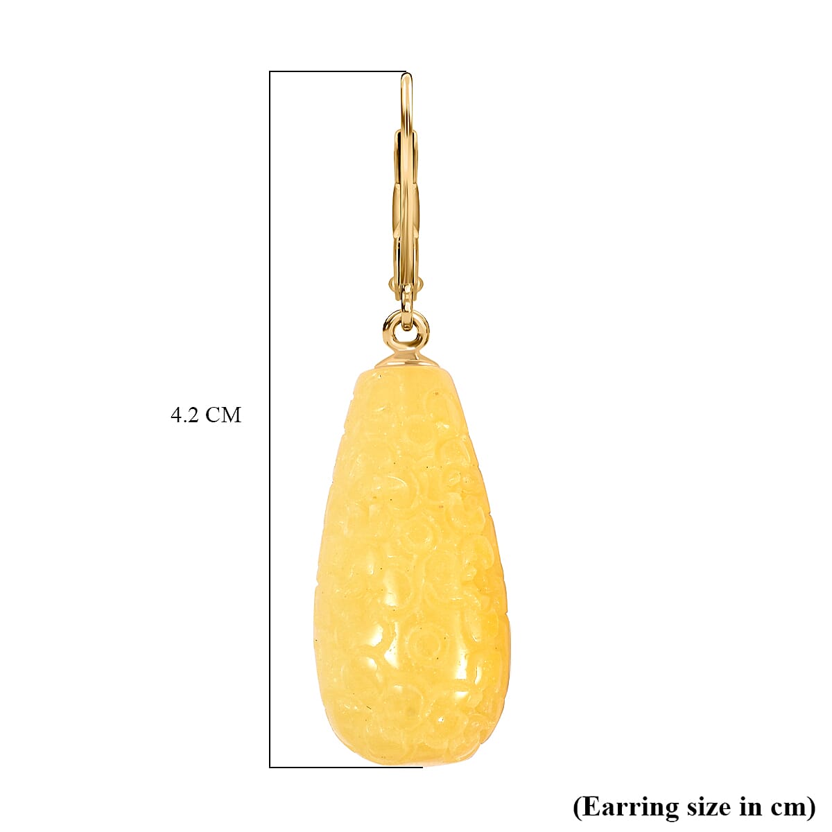 Hand Carved Honey Jade Drop Earrings in Sterling Silver 200.00 Ct.